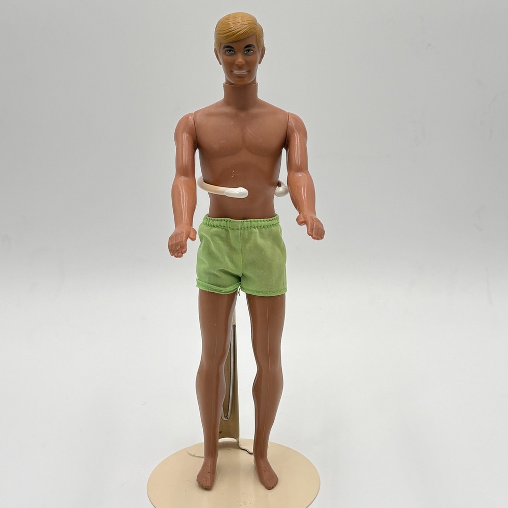 Vintage 1970s Mattel Malibu Ken Doll Blonde Molded Hair Green Trunks